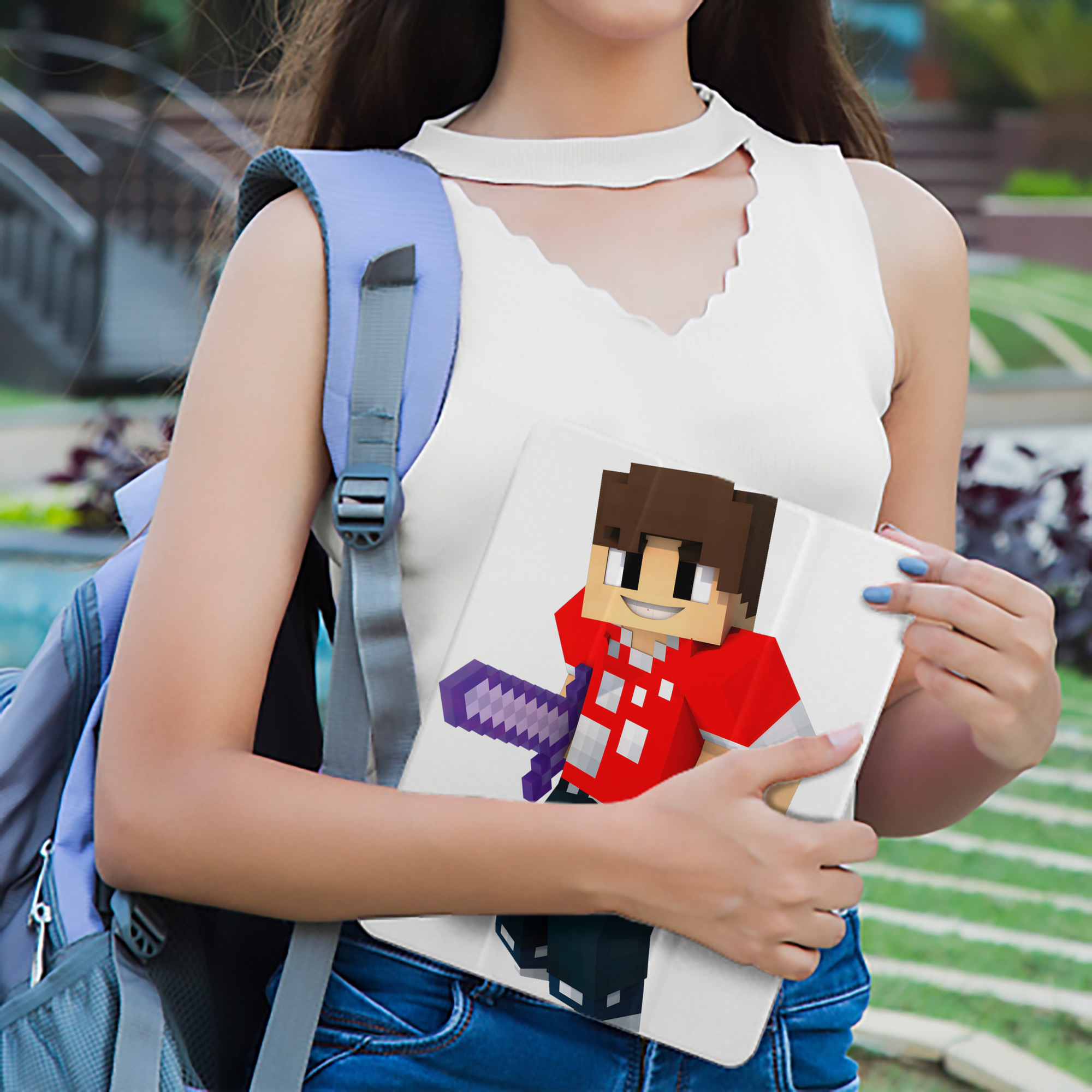 マインクラフト ブロックの世界 Minecraft MC Block world IPad ケース ペン収納付き 三つ折りスタンド PUレザー×シリコン 対応機種9.5/10.5/10.9インチ