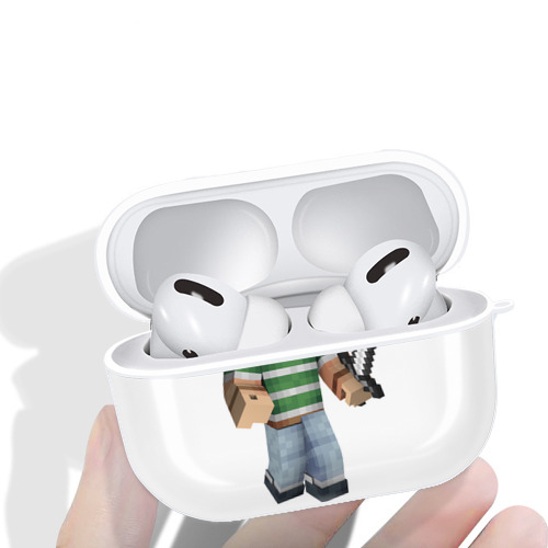 マインクラフト ブロックの世界 Minecraft MC Block world 【AirPods Pro用】ハードシェル保護ケース 耐衝撃・防指紋・カラビナ付き商品仕様