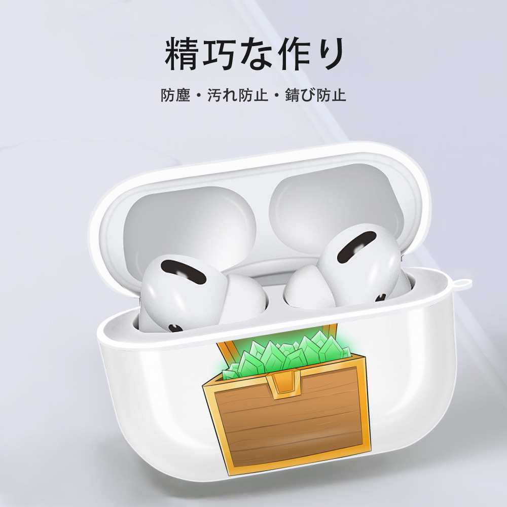 マインクラフト ブロックの世界 Minecraft MC Block world 【AirPods Pro用】ハードシェル保護ケース 耐衝撃・防指紋・カラビナ付き商品仕様