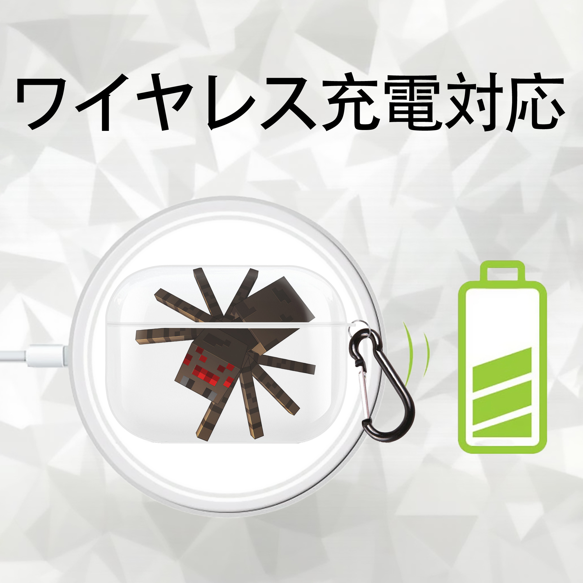 マインクラフト ブロックの世界 Minecraft MC Block world 【AirPods Pro用】ハードシェル保護ケース 耐衝撃・防指紋・カラビナ付き商品仕様