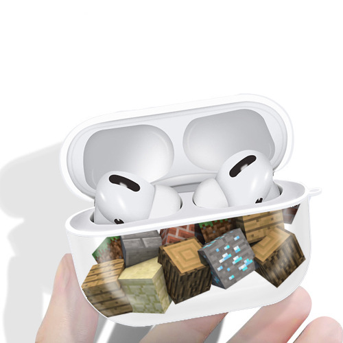 マインクラフト ブロックの世界 Minecraft MC Block world 【AirPods Pro用】ハードシェル保護ケース 耐衝撃・防指紋・カラビナ付き商品仕様