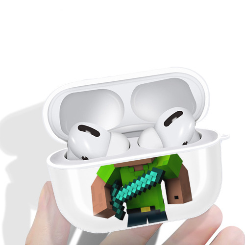 マインクラフト ブロックの世界 Minecraft MC Block world 【AirPods Pro用】ハードシェル保護ケース 耐衝撃・防指紋・カラビナ付き商品仕様