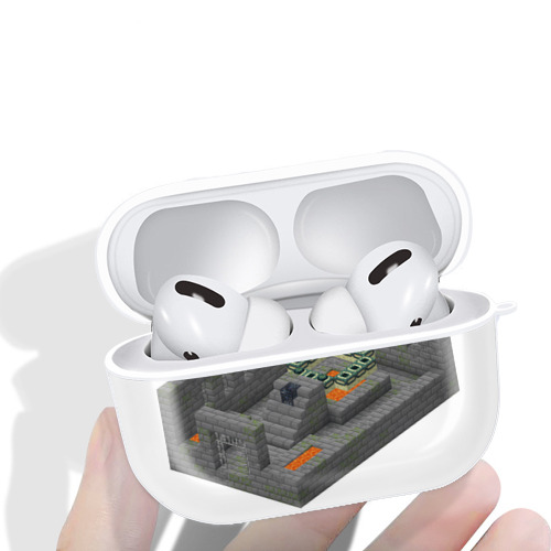マインクラフト ブロックの世界 Minecraft MC Block world 【AirPods Pro用】ハードシェル保護ケース 耐衝撃・防指紋・カラビナ付き商品仕様
