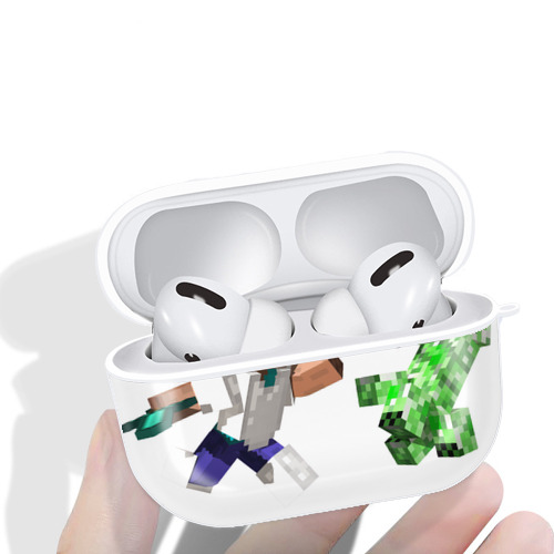 マインクラフト ブロックの世界 Minecraft MC Block world 【AirPods Pro用】ハードシェル保護ケース 耐衝撃・防指紋・カラビナ付き商品仕様