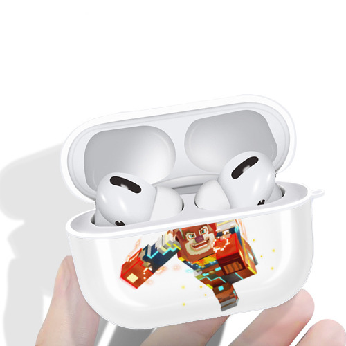 マインクラフト ブロックの世界 Minecraft MC Block world 【AirPods Pro用】ハードシェル保護ケース 耐衝撃・防指紋・カラビナ付き商品仕様