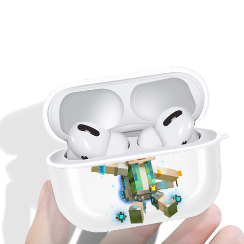 マインクラフト ブロックの世界 Minecraft MC Block world 【AirPods Pro用】ハードシェル保護ケース 耐衝撃・防指紋・カラビナ付き商品仕様