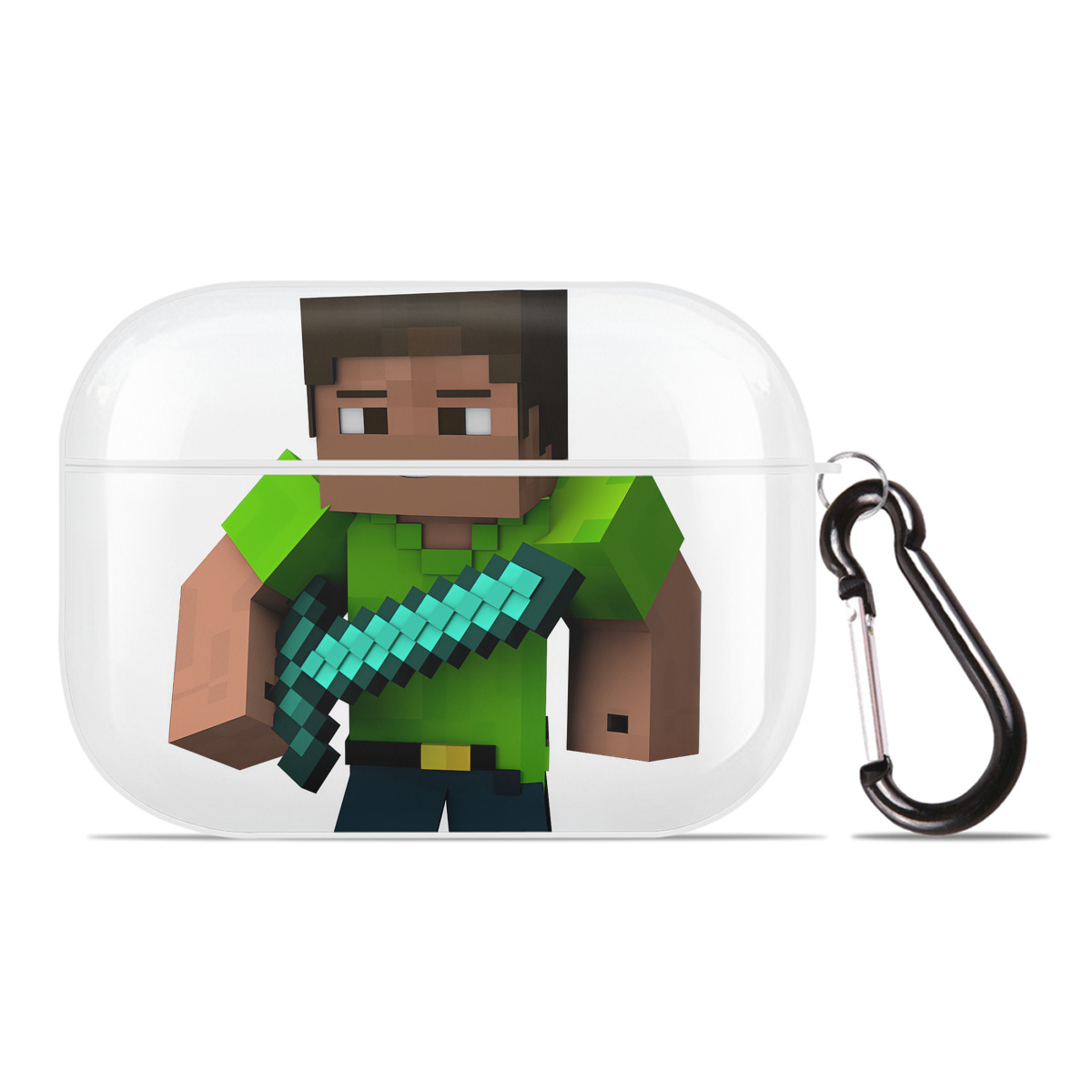 （画像用） マインクラフト ブロックの世界 Minecraft MC Block world 【AirPods Pro用】ハードシェル保護ケース 耐衝撃・防指紋・カラビナ付き商品仕様