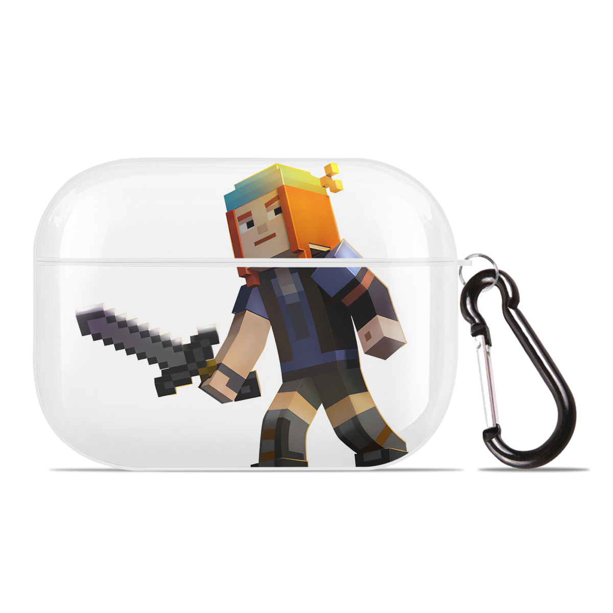 （画像用） マインクラフト ブロックの世界 Minecraft MC Block world 【AirPods Pro用】ハードシェル保護ケース 耐衝撃・防指紋・カラビナ付き商品仕様