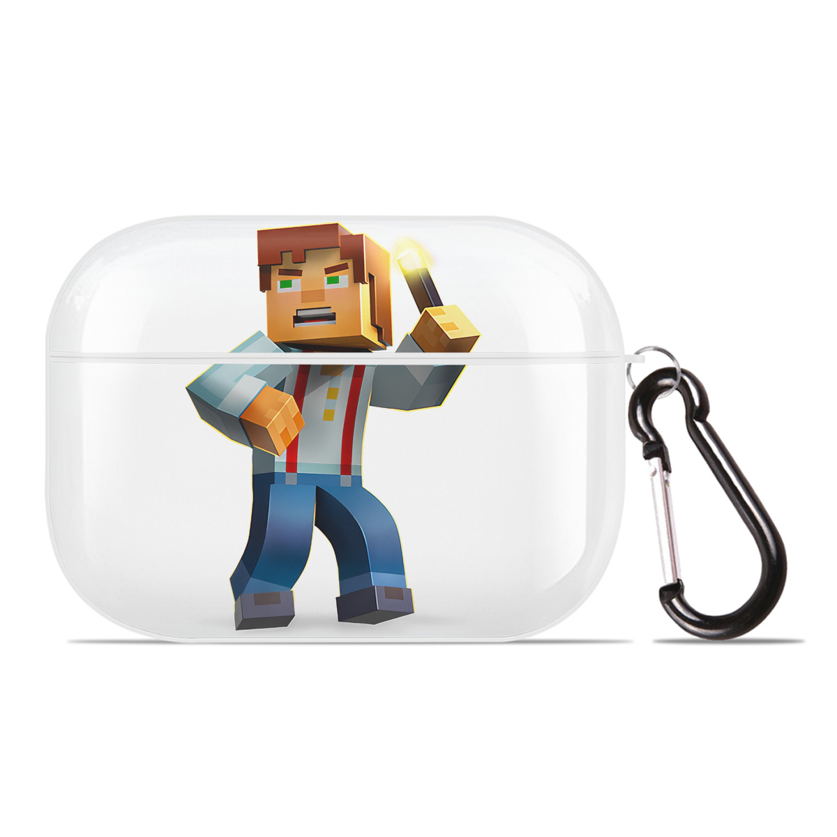 （画像用） マインクラフト ブロックの世界 Minecraft MC Block world 【AirPods Pro用】ハードシェル保護ケース 耐衝撃・防指紋・カラビナ付き商品仕様