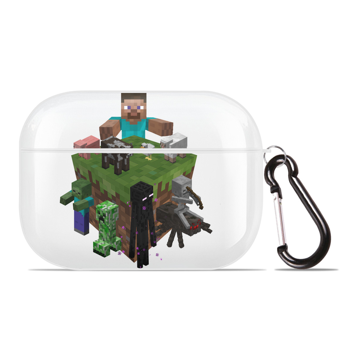 （画像用） マインクラフト ブロックの世界 Minecraft MC Block world 【AirPods Pro用】ハードシェル保護ケース 耐衝撃・防指紋・カラビナ付き商品仕様