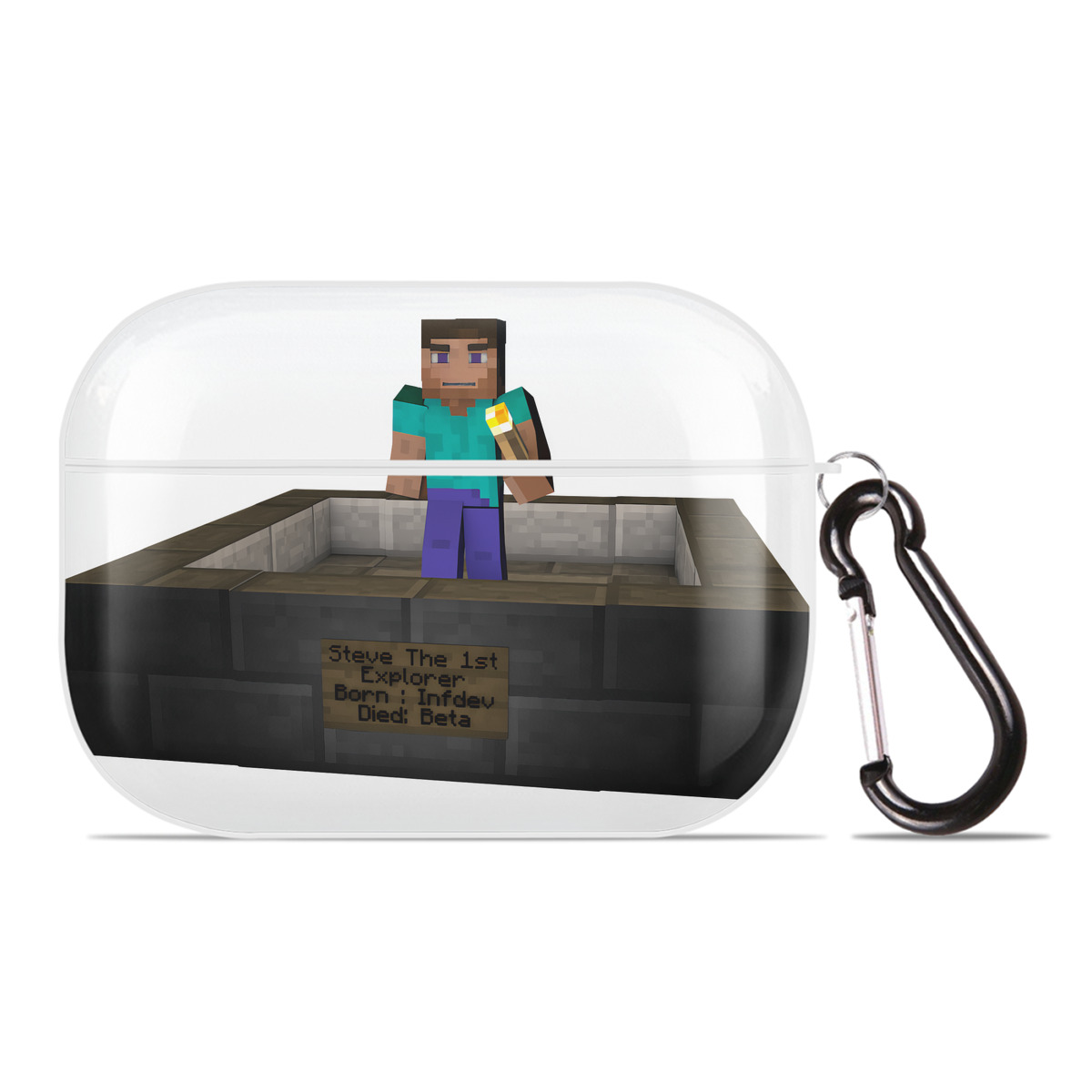 （画像用） マインクラフト ブロックの世界 Minecraft MC Block world 【AirPods Pro用】ハードシェル保護ケース 耐衝撃・防指紋・カラビナ付き商品仕様