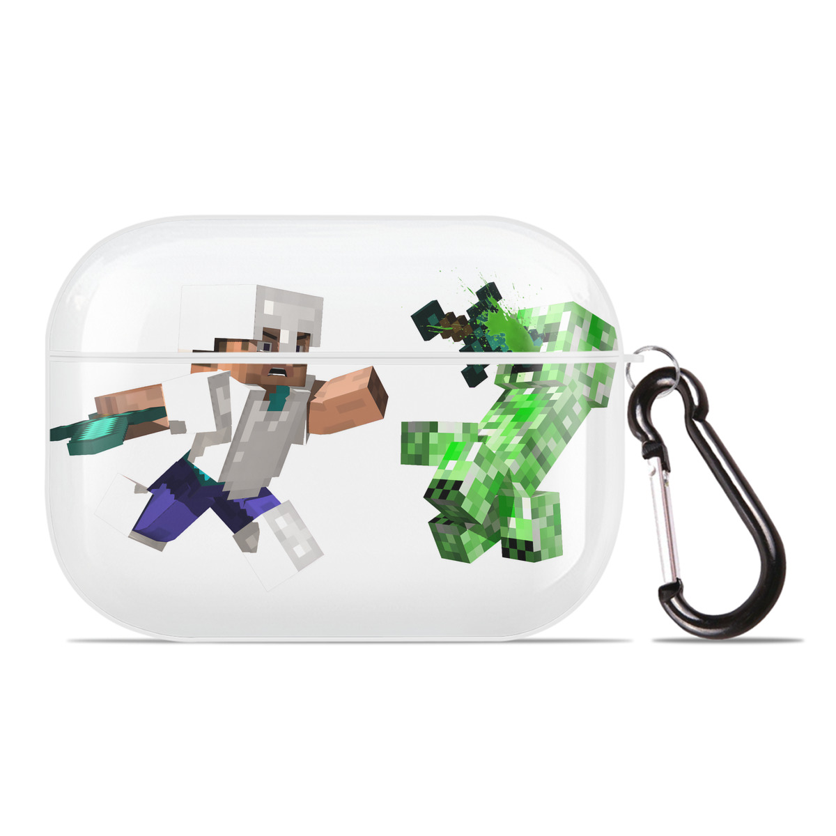 （画像用） マインクラフト ブロックの世界 Minecraft MC Block world 【AirPods Pro用】ハードシェル保護ケース 耐衝撃・防指紋・カラビナ付き商品仕様
