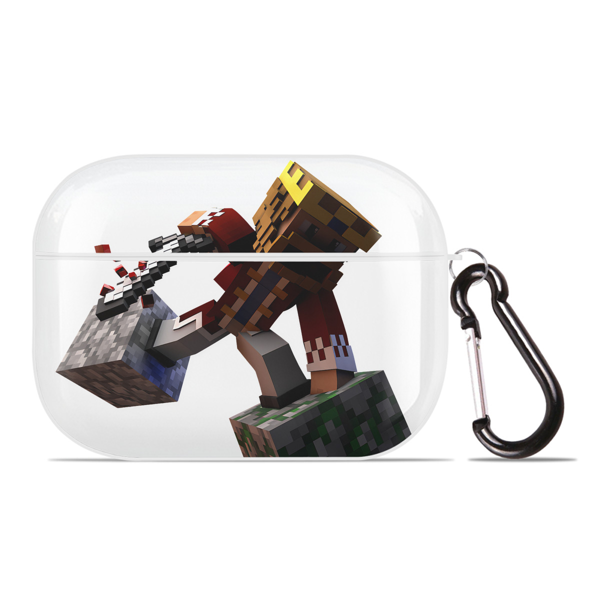 （画像用） マインクラフト ブロックの世界 Minecraft MC Block world 【AirPods Pro用】ハードシェル保護ケース 耐衝撃・防指紋・カラビナ付き商品仕様