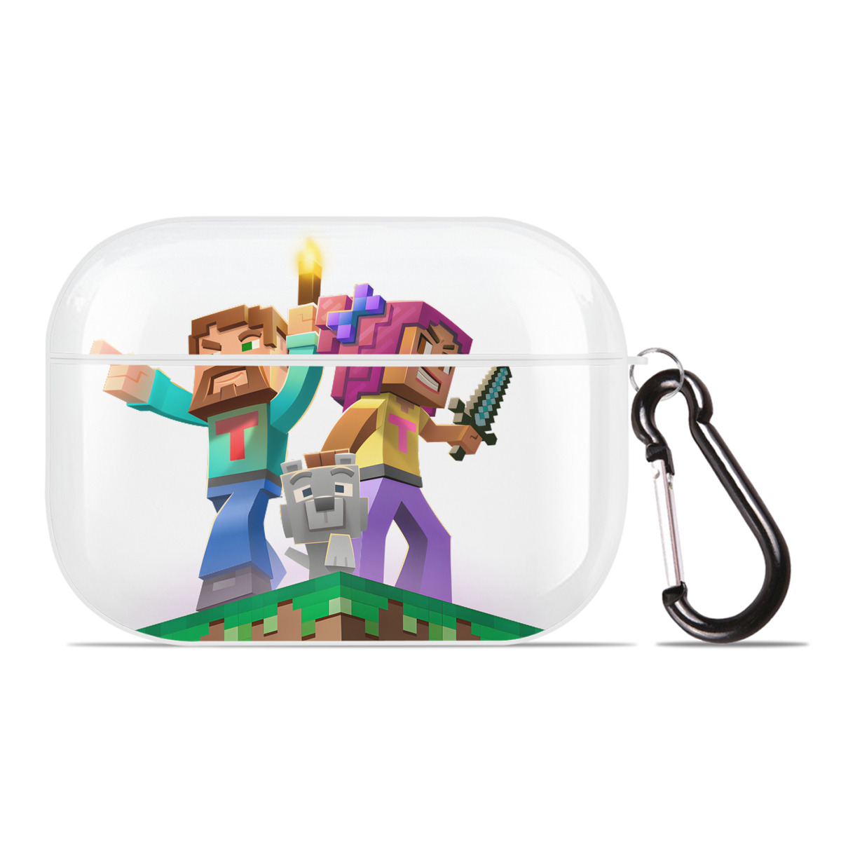 （画像用） マインクラフト ブロックの世界 Minecraft MC Block world 【AirPods Pro用】ハードシェル保護ケース 耐衝撃・防指紋・カラビナ付き商品仕様