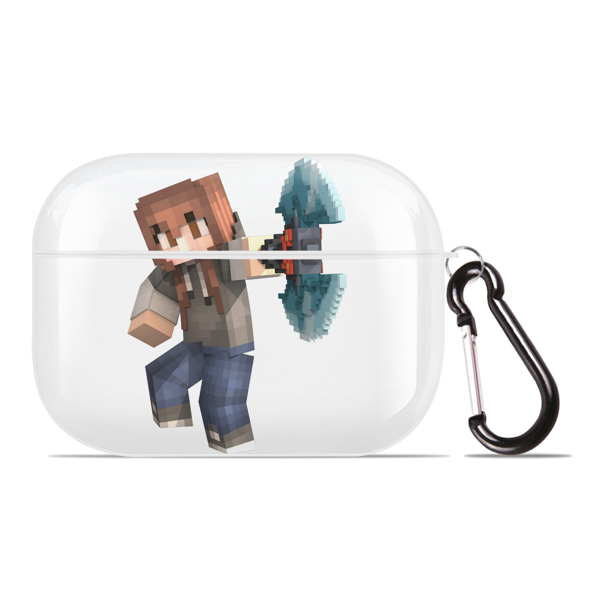 （画像用） マインクラフト ブロックの世界 Minecraft MC Block world 【AirPods Pro用】ハードシェル保護ケース 耐衝撃・防指紋・カラビナ付き商品仕様