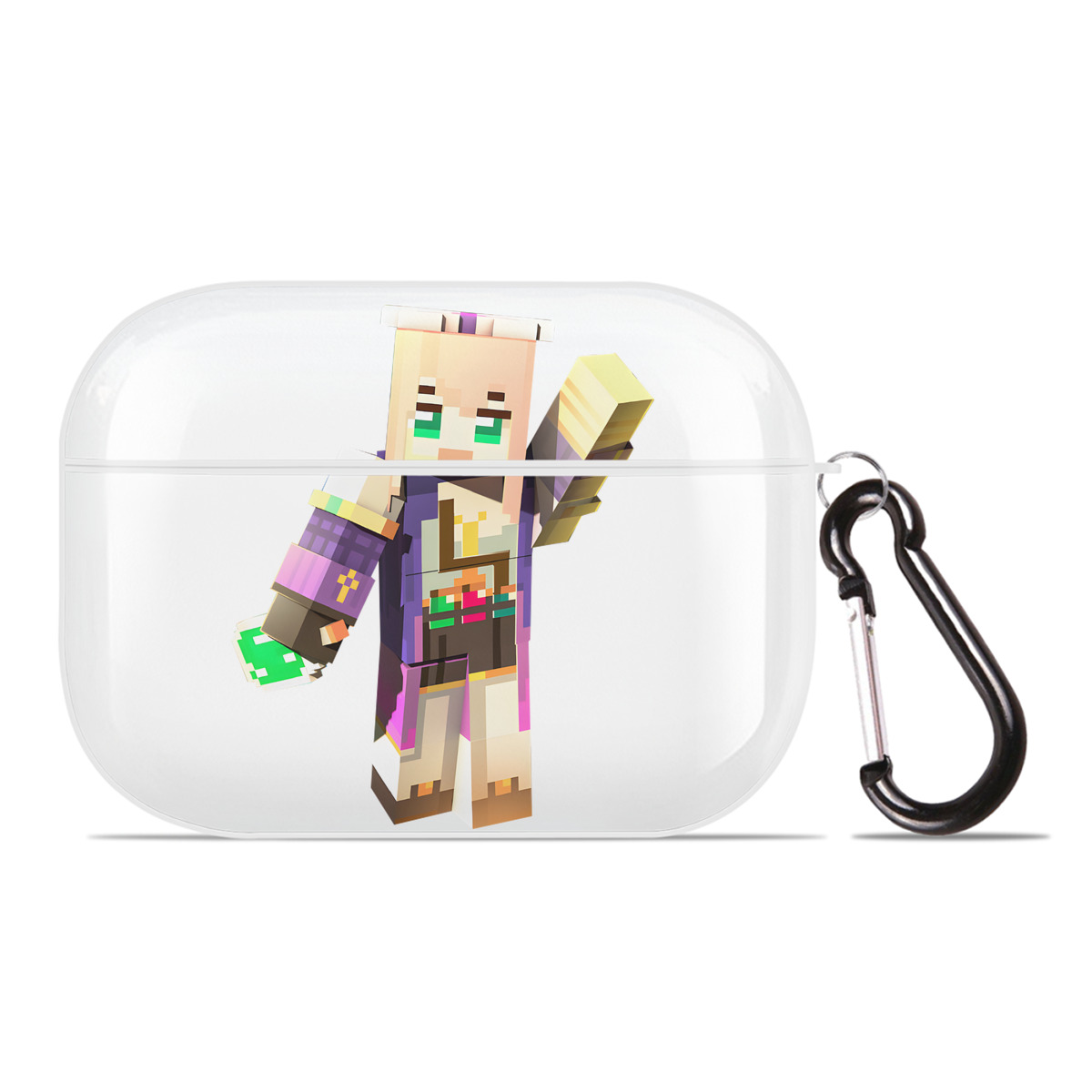 （画像用） マインクラフト ブロックの世界 Minecraft MC Block world 【AirPods Pro用】ハードシェル保護ケース 耐衝撃・防指紋・カラビナ付き商品仕様