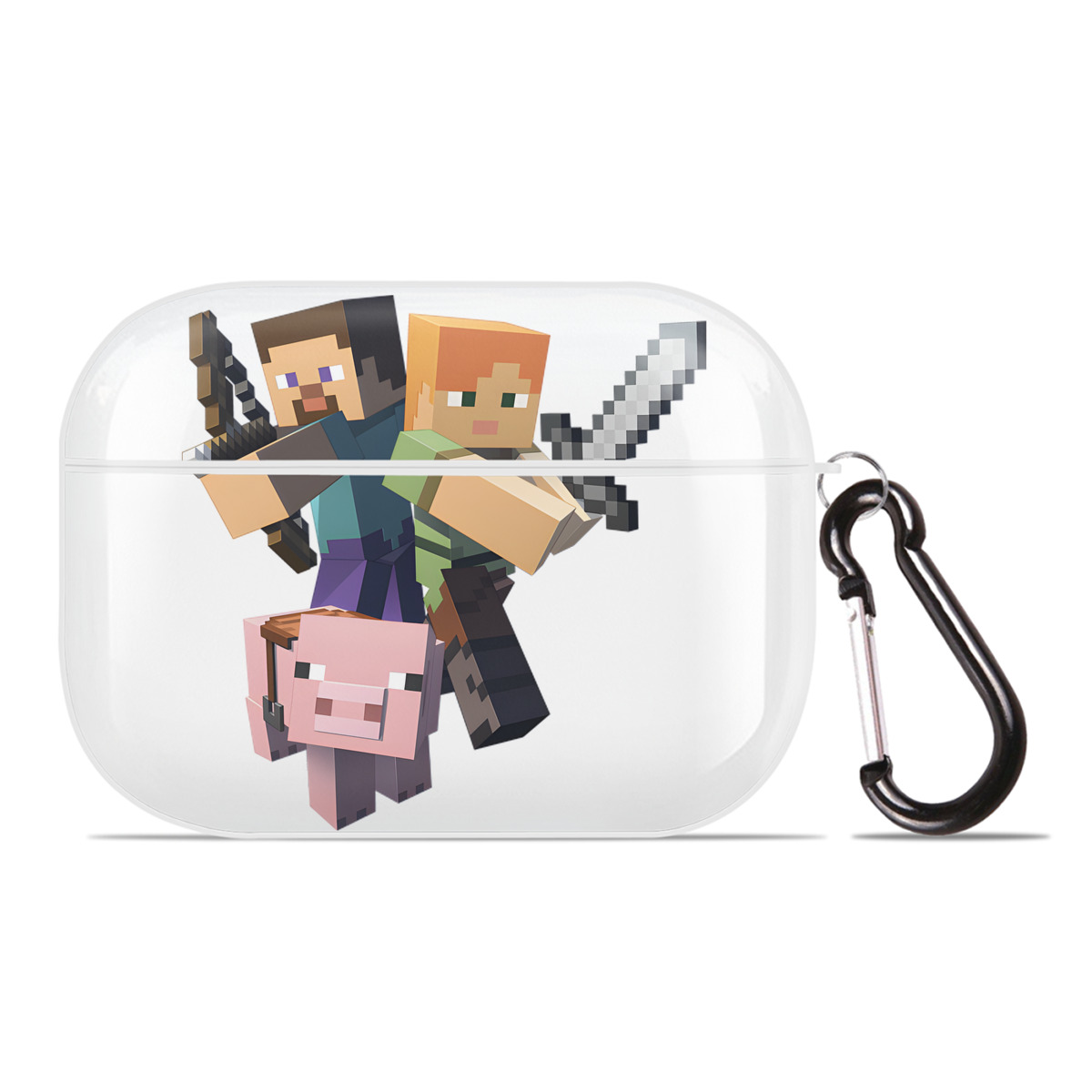 （画像用） マインクラフト ブロックの世界 Minecraft MC Block world 【AirPods Pro用】ハードシェル保護ケース 耐衝撃・防指紋・カラビナ付き商品仕様