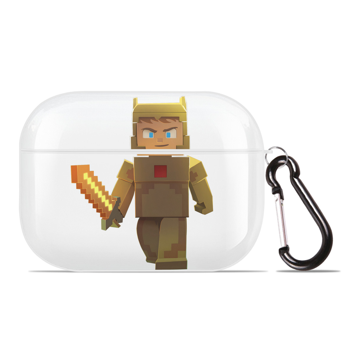（画像用） マインクラフト ブロックの世界 Minecraft MC Block world 【AirPods Pro用】ハードシェル保護ケース 耐衝撃・防指紋・カラビナ付き商品仕様