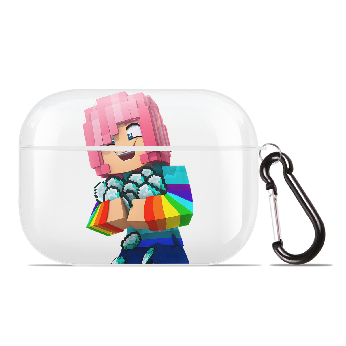 （画像用） マインクラフト ブロックの世界 Minecraft MC Block world 【AirPods Pro用】ハードシェル保護ケース 耐衝撃・防指紋・カラビナ付き商品仕様