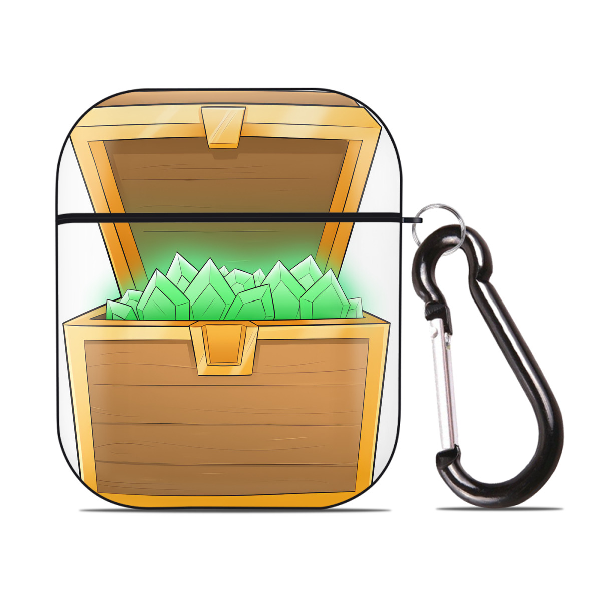 （画像用） マインクラフト ブロックの世界 Minecraft MC Block world AirPods 第2世代保護ケース ハードシェル ブラック 耐衝撃・防指紋・カラビナ付き