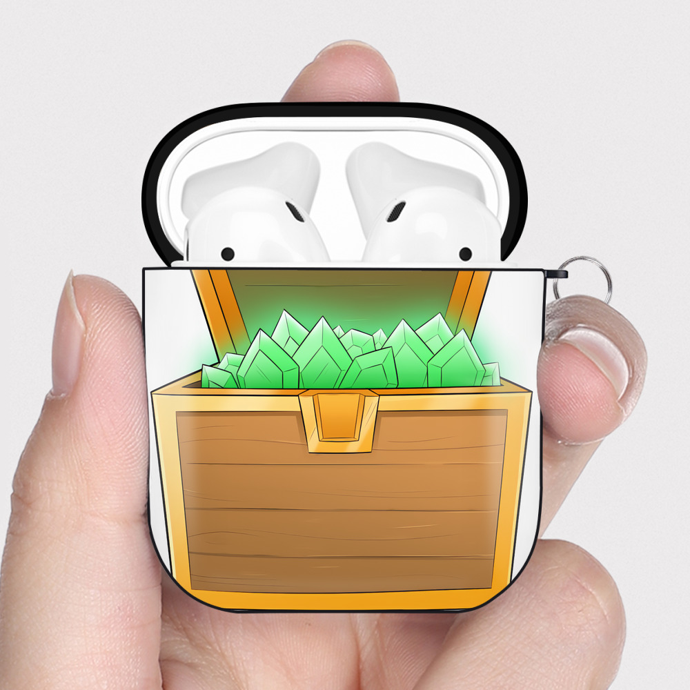（画像用） マインクラフト ブロックの世界 Minecraft MC Block world AirPods 第2世代保護ケース ハードシェル ブラック 耐衝撃・防指紋・カラビナ付き
