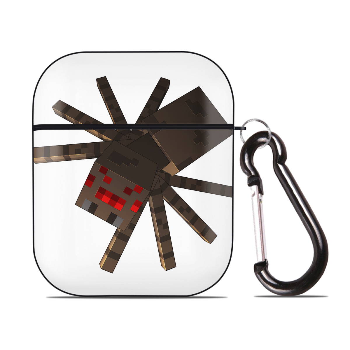 （画像用） マインクラフト ブロックの世界 Minecraft MC Block world AirPods 第2世代保護ケース ハードシェル ブラック 耐衝撃・防指紋・カラビナ付き