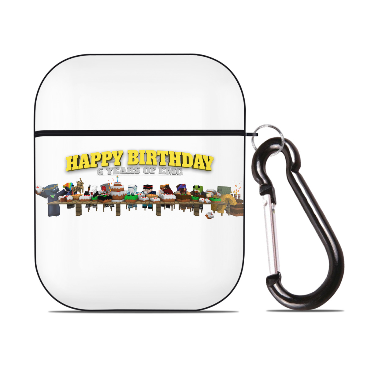 （画像用） マインクラフト ブロックの世界 Minecraft MC Block world AirPods 第2世代保護ケース ハードシェル ブラック 耐衝撃・防指紋・カラビナ付き