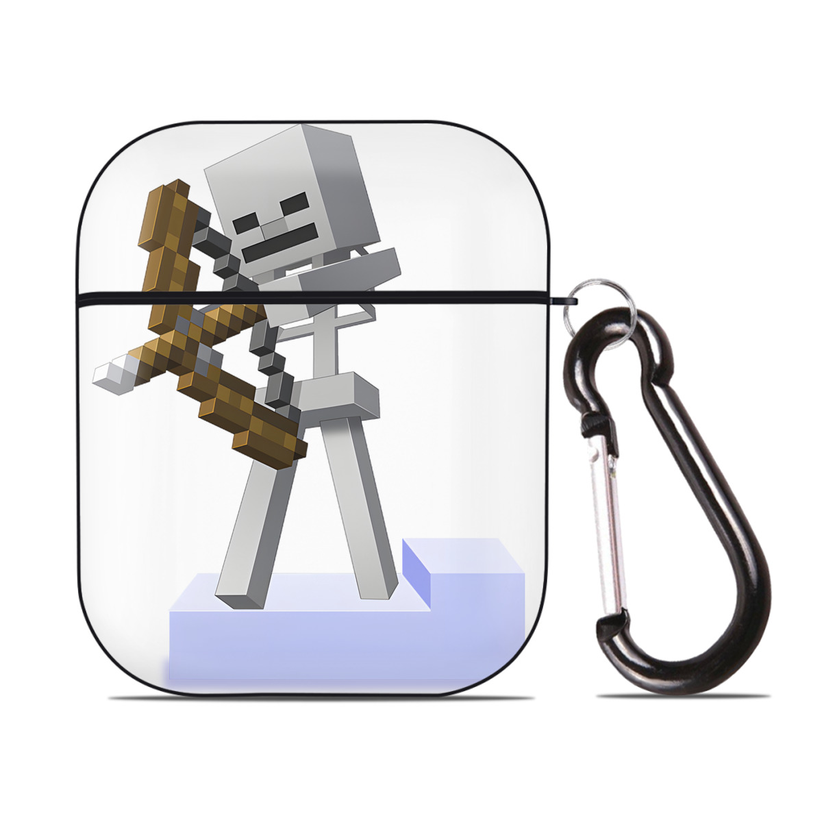 （画像用） マインクラフト ブロックの世界 Minecraft MC Block world AirPods 第2世代保護ケース ハードシェル ブラック 耐衝撃・防指紋・カラビナ付き