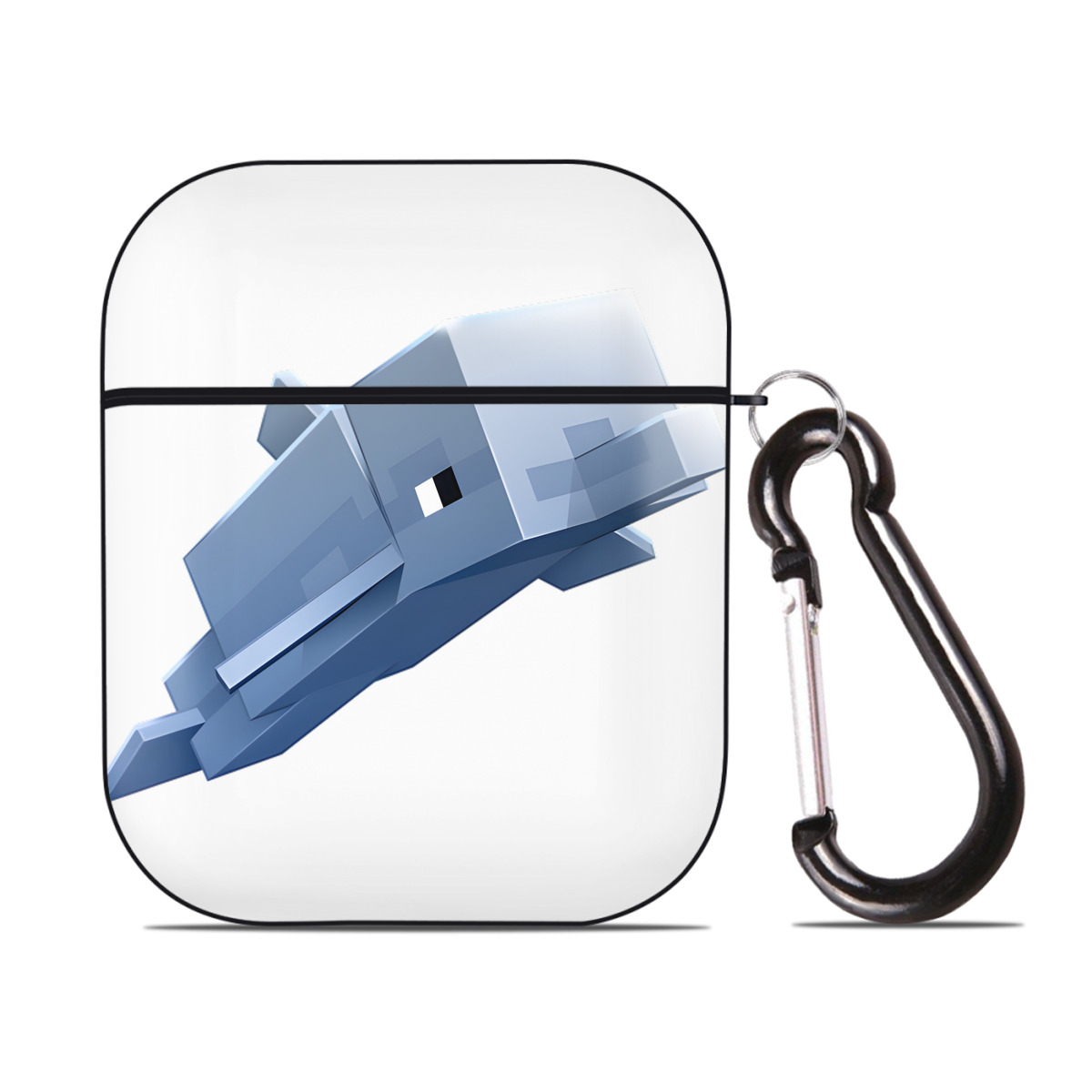 （画像用） マインクラフト ブロックの世界 Minecraft MC Block world AirPods 第2世代保護ケース ハードシェル ブラック 耐衝撃・防指紋・カラビナ付き