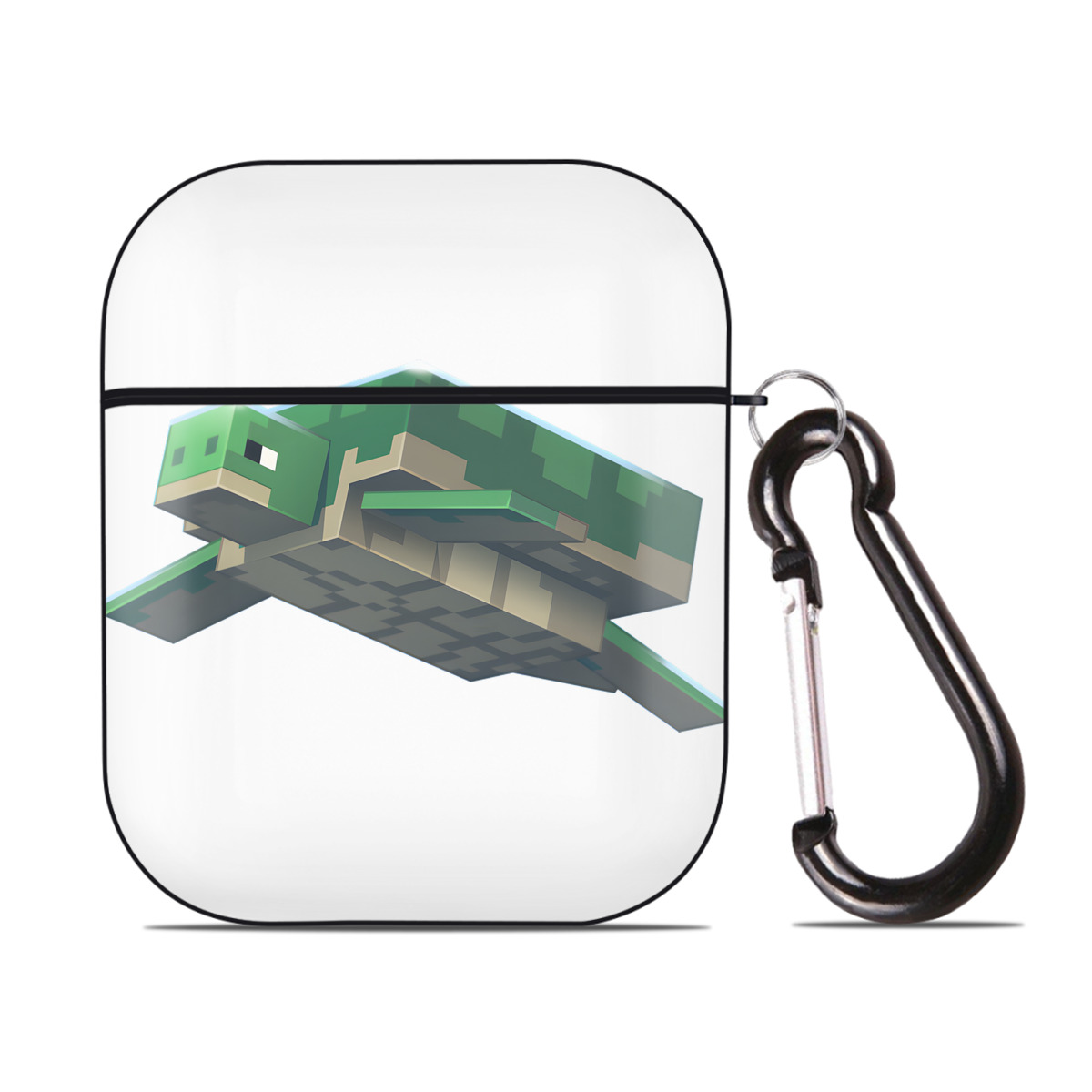（画像用） マインクラフト ブロックの世界 Minecraft MC Block world AirPods 第2世代保護ケース ハードシェル ブラック 耐衝撃・防指紋・カラビナ付き