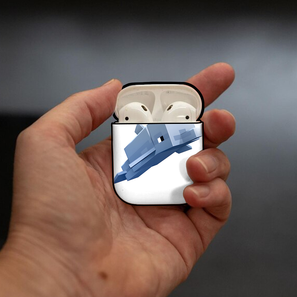 マインクラフト ブロックの世界 Minecraft MC Block world AirPods 第2世代保護ケース ハードシェル ブラック 耐衝撃・防指紋・カラビナ付き