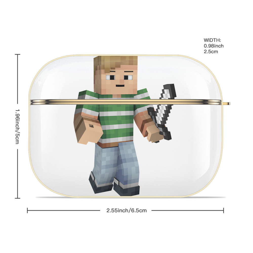 マインクラフト ブロックの世界 Minecraft MC Block world 【AirPods Pro用】ハードシェル保護ケース｜耐衝撃・防指紋・カラビナ付き商品仕様