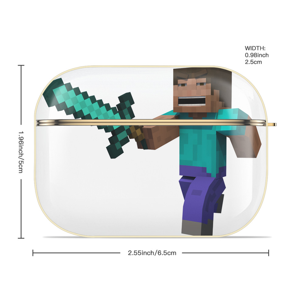 マインクラフト ブロックの世界 Minecraft MC Block world 【AirPods Pro用】ハードシェル保護ケース｜耐衝撃・防指紋・カラビナ付き商品仕様