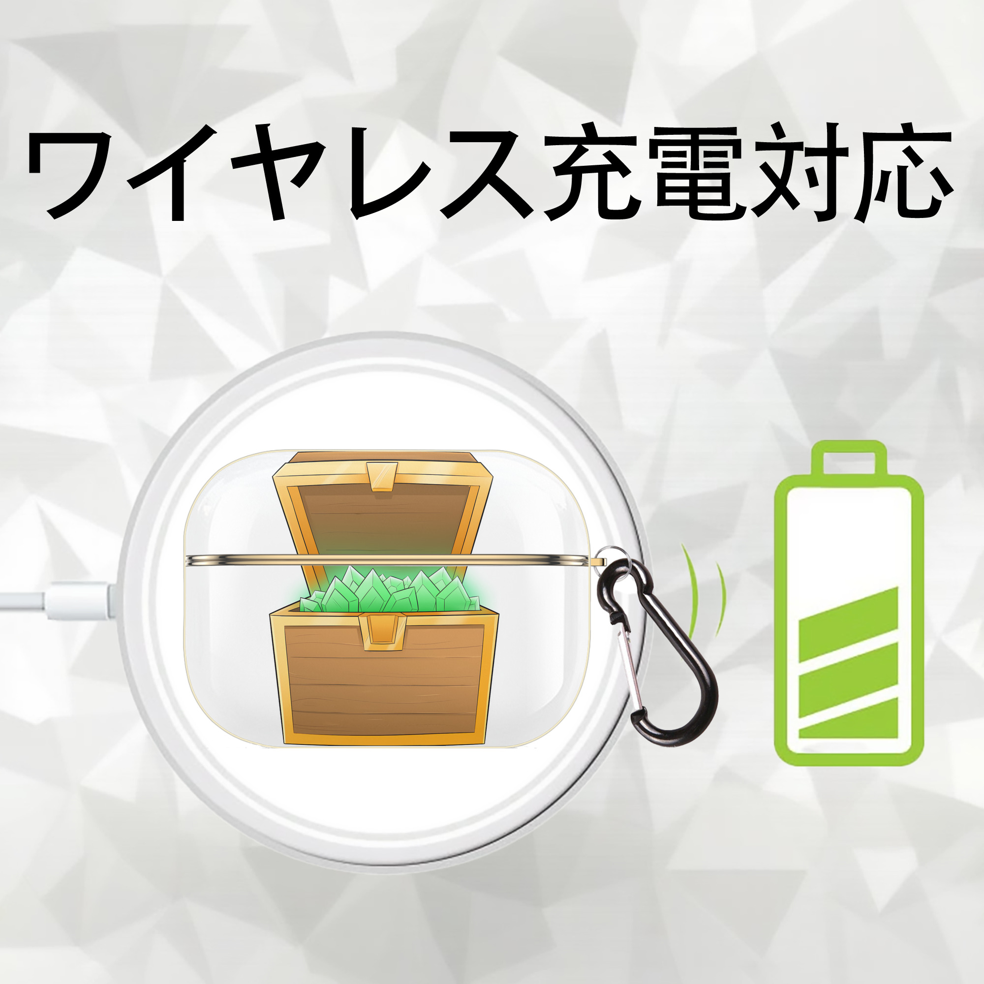 マインクラフト ブロックの世界 Minecraft MC Block world 【AirPods Pro用】ハードシェル保護ケース｜耐衝撃・防指紋・カラビナ付き商品仕様
