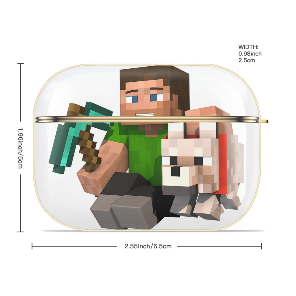 マインクラフト ブロックの世界 Minecraft MC Block world 【AirPods Pro用】ハードシェル保護ケース｜耐衝撃・防指紋・カラビナ付き商品仕様