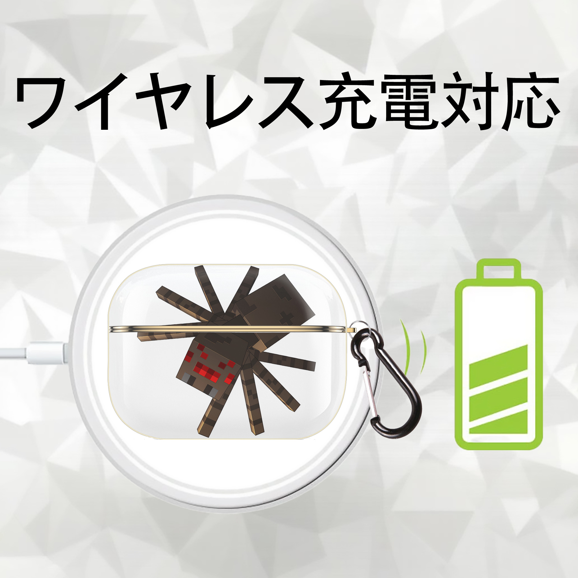 マインクラフト ブロックの世界 Minecraft MC Block world 【AirPods Pro用】ハードシェル保護ケース｜耐衝撃・防指紋・カラビナ付き商品仕様
