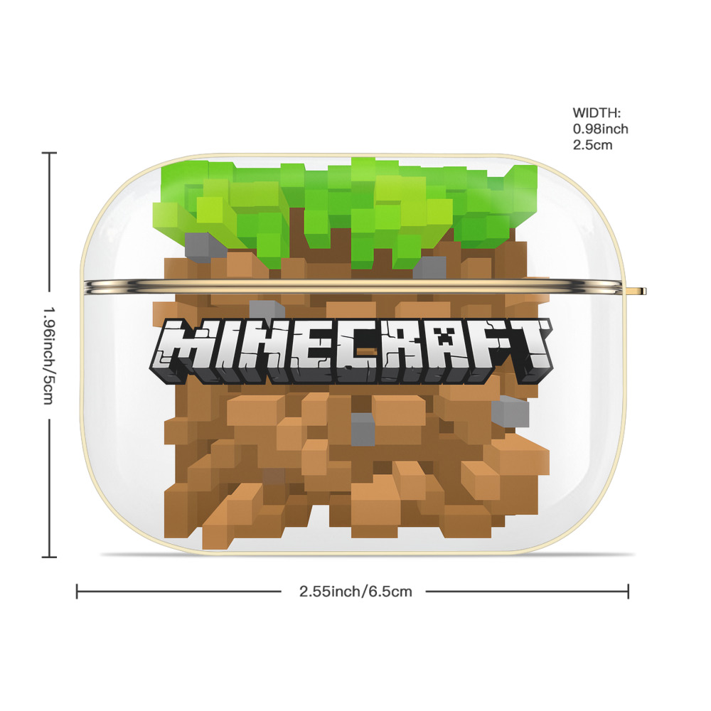 マインクラフト ブロックの世界 Minecraft MC Block world 【AirPods Pro用】ハードシェル保護ケース｜耐衝撃・防指紋・カラビナ付き商品仕様