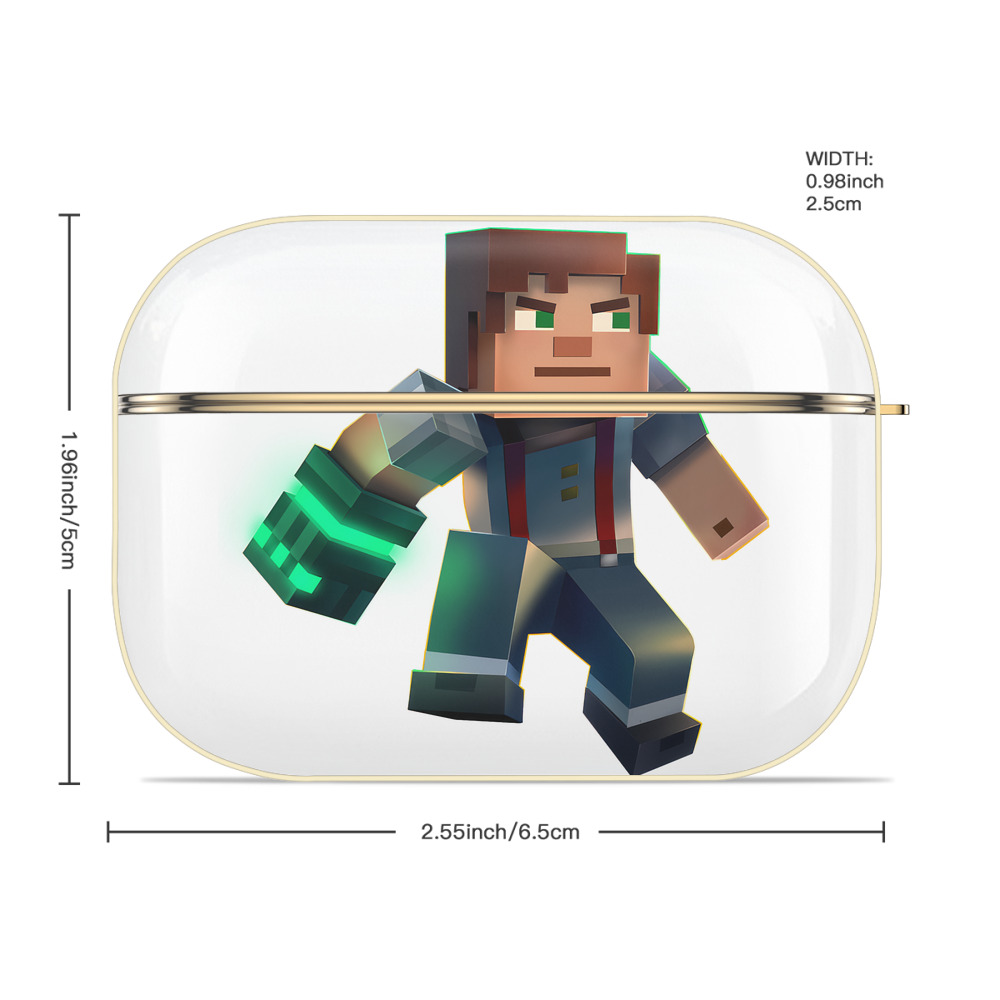 マインクラフト ブロックの世界 Minecraft MC Block world 【AirPods Pro用】ハードシェル保護ケース｜耐衝撃・防指紋・カラビナ付き商品仕様