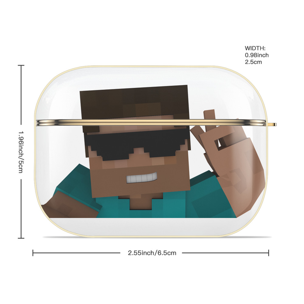 マインクラフト ブロックの世界 Minecraft MC Block world 【AirPods Pro用】ハードシェル保護ケース｜耐衝撃・防指紋・カラビナ付き商品仕様