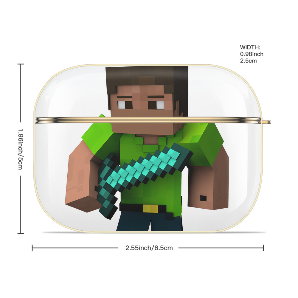 マインクラフト ブロックの世界 Minecraft MC Block world 【AirPods Pro用】ハードシェル保護ケース｜耐衝撃・防指紋・カラビナ付き商品仕様