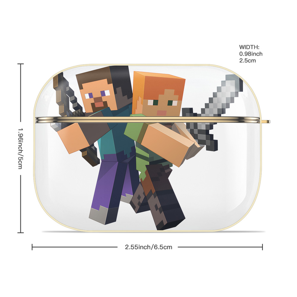 マインクラフト ブロックの世界 Minecraft MC Block world 【AirPods Pro用】ハードシェル保護ケース｜耐衝撃・防指紋・カラビナ付き商品仕様
