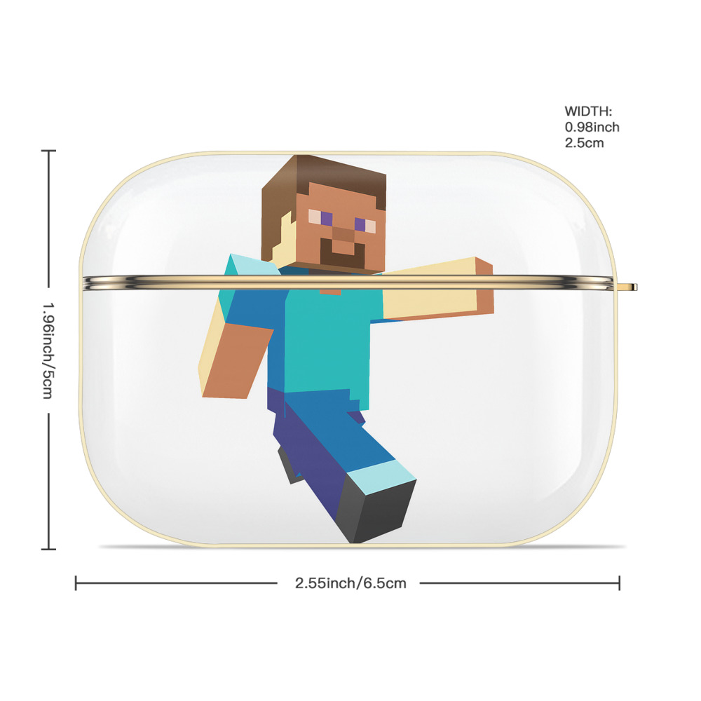マインクラフト ブロックの世界 Minecraft MC Block world 【AirPods Pro用】ハードシェル保護ケース｜耐衝撃・防指紋・カラビナ付き商品仕様