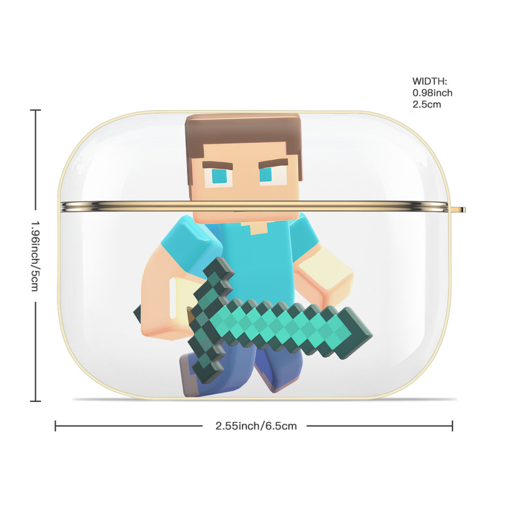 マインクラフト ブロックの世界 Minecraft MC Block world 【AirPods Pro用】ハードシェル保護ケース｜耐衝撃・防指紋・カラビナ付き商品仕様
