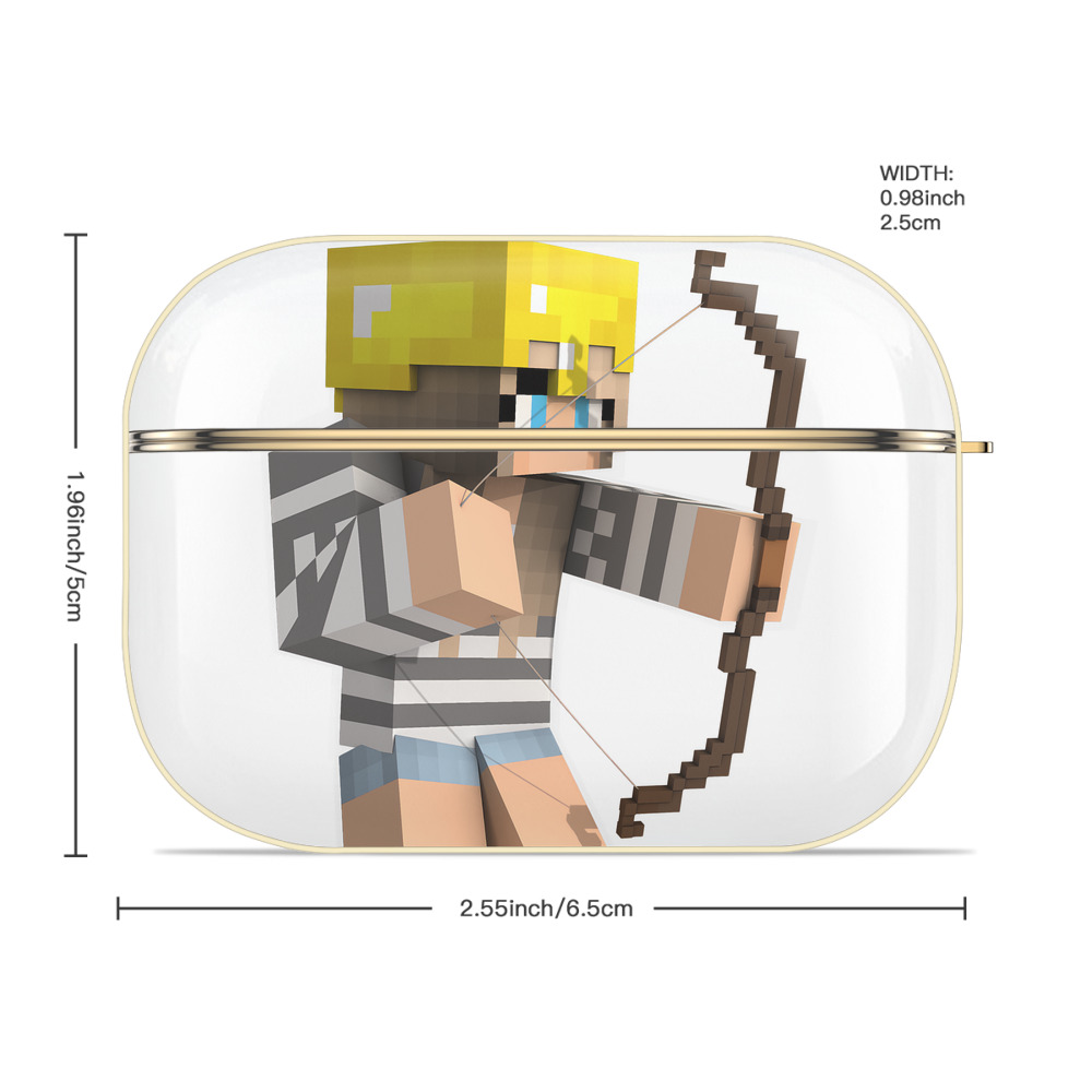 マインクラフト ブロックの世界 Minecraft MC Block world 【AirPods Pro用】ハードシェル保護ケース｜耐衝撃・防指紋・カラビナ付き商品仕様