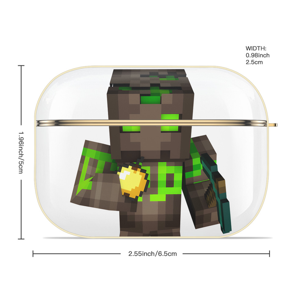 マインクラフト ブロックの世界 Minecraft MC Block world 【AirPods Pro用】ハードシェル保護ケース｜耐衝撃・防指紋・カラビナ付き商品仕様