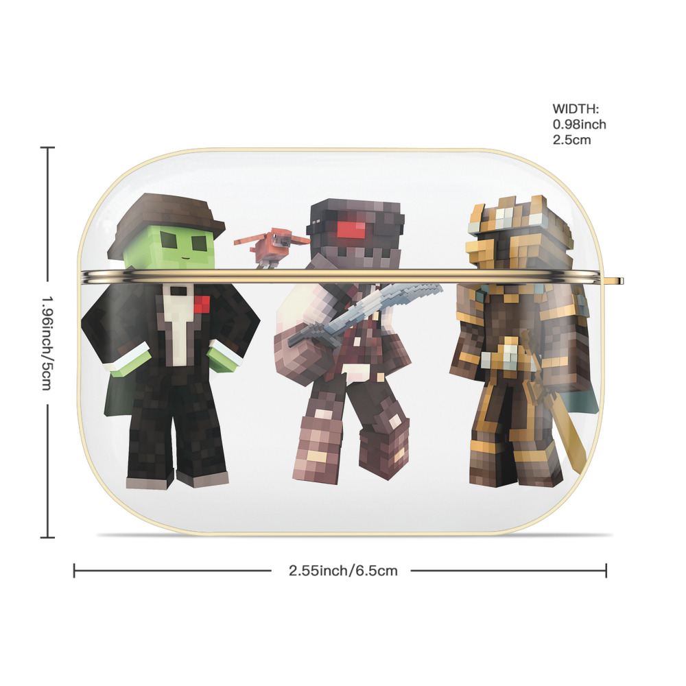 マインクラフト ブロックの世界 Minecraft MC Block world 【AirPods Pro用】ハードシェル保護ケース｜耐衝撃・防指紋・カラビナ付き商品仕様