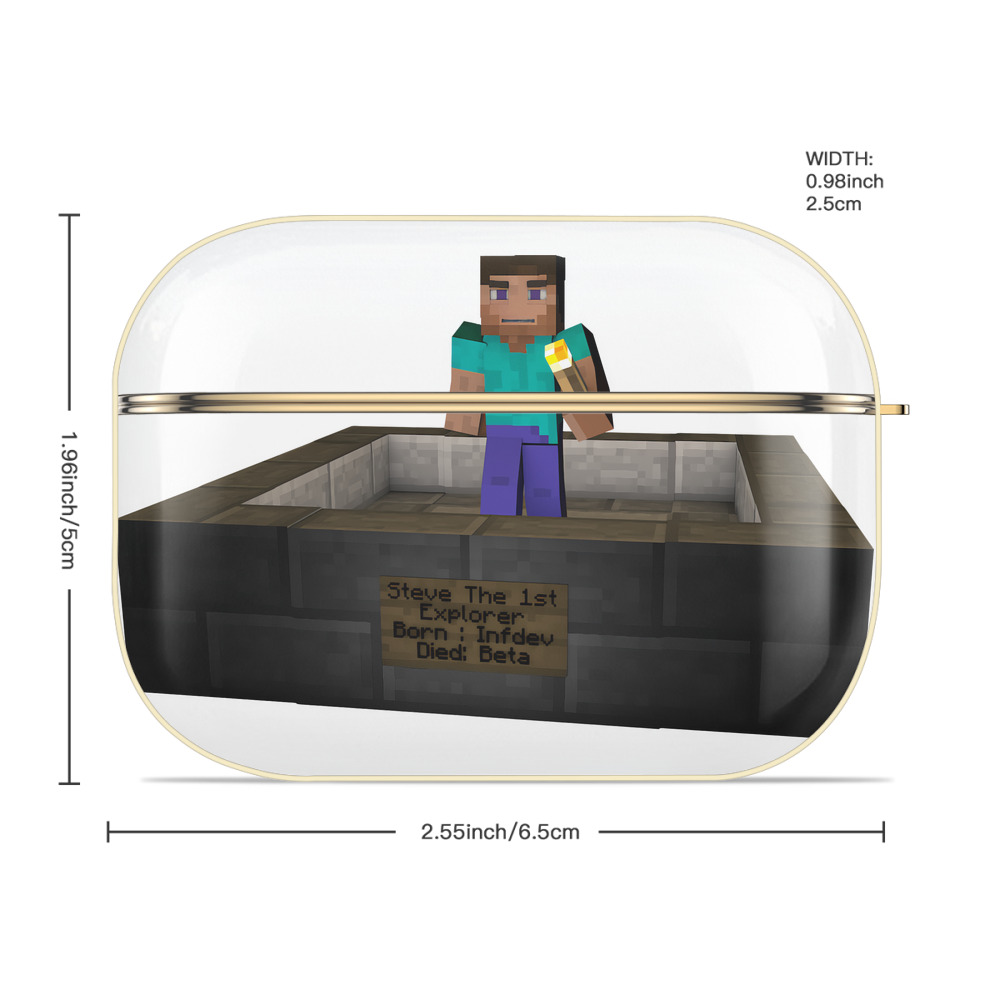 マインクラフト ブロックの世界 Minecraft MC Block world 【AirPods Pro用】ハードシェル保護ケース｜耐衝撃・防指紋・カラビナ付き商品仕様