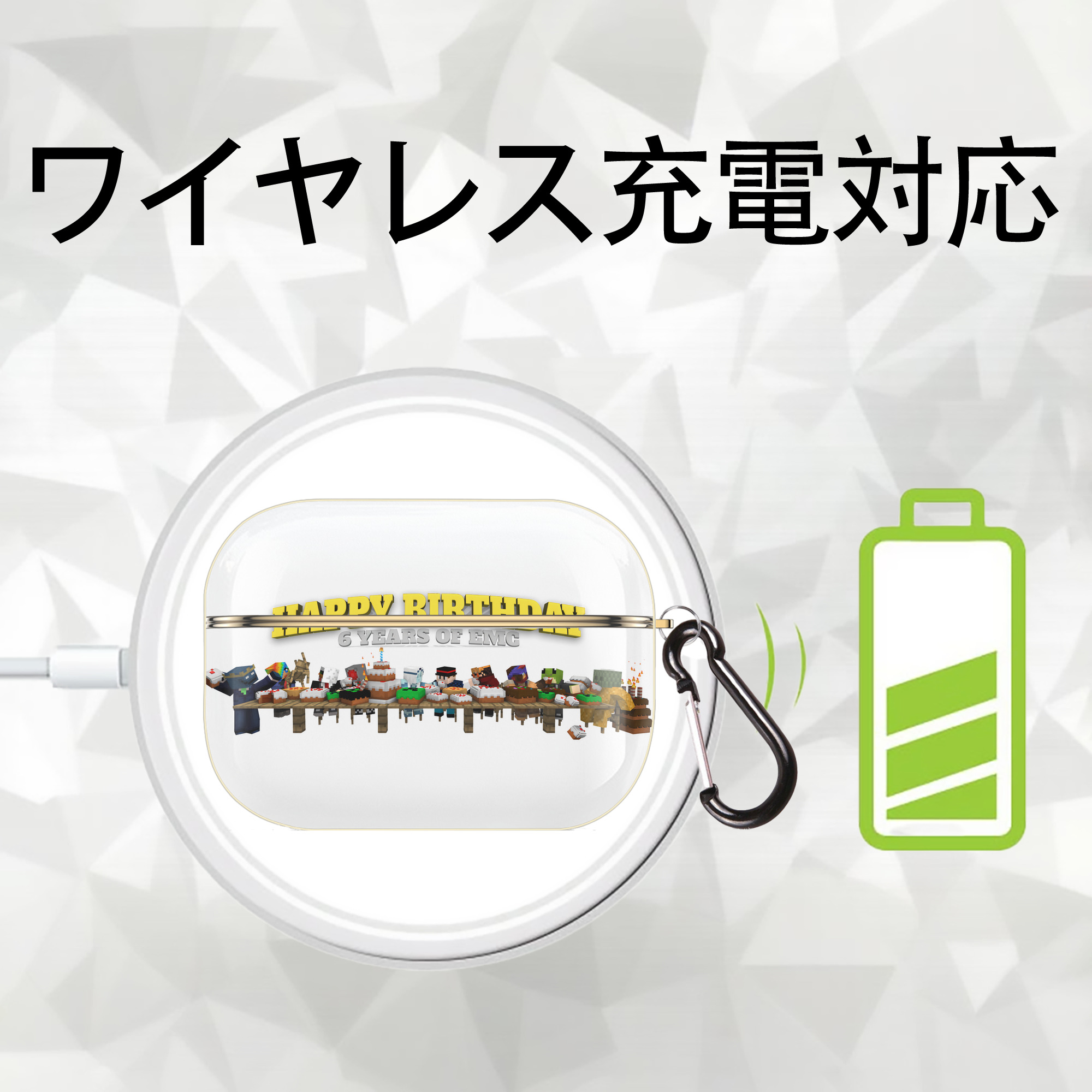 マインクラフト ブロックの世界 Minecraft MC Block world 【AirPods Pro用】ハードシェル保護ケース｜耐衝撃・防指紋・カラビナ付き商品仕様