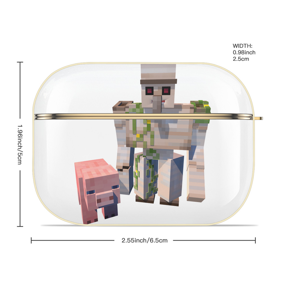 マインクラフト ブロックの世界 Minecraft MC Block world 【AirPods Pro用】ハードシェル保護ケース｜耐衝撃・防指紋・カラビナ付き商品仕様