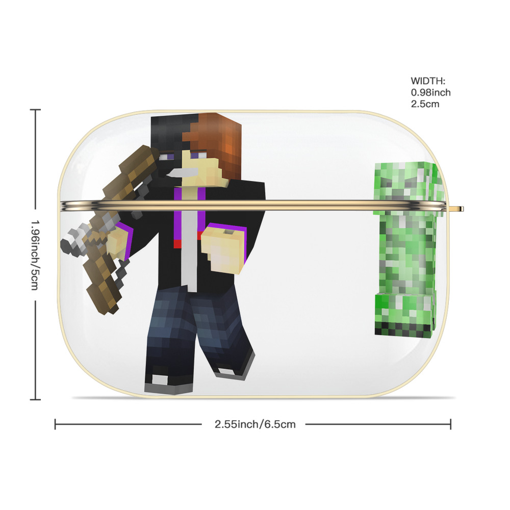 マインクラフト ブロックの世界 Minecraft MC Block world 【AirPods Pro用】ハードシェル保護ケース｜耐衝撃・防指紋・カラビナ付き商品仕様